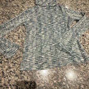 Knox Rose Gray and Blue Cowl Neck Sweater